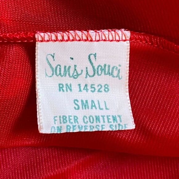 Sans Souci Vintage Red Boho Nylon Lace Womens Red House Coat Size Small - Picture 6 of 7